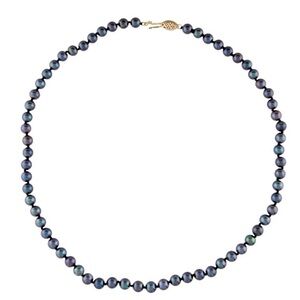 14K Gold Black Pearl Necklace